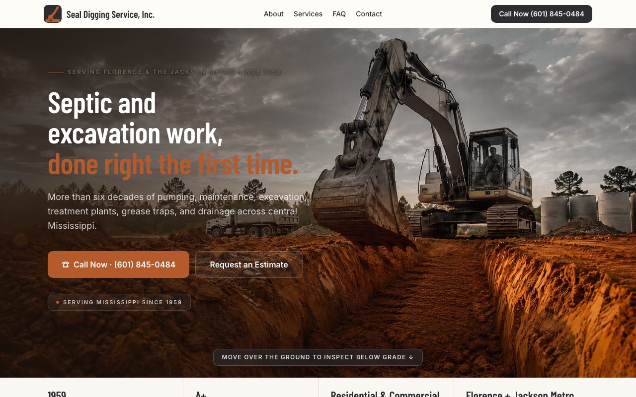 Rebuilt Seal Digging Service website